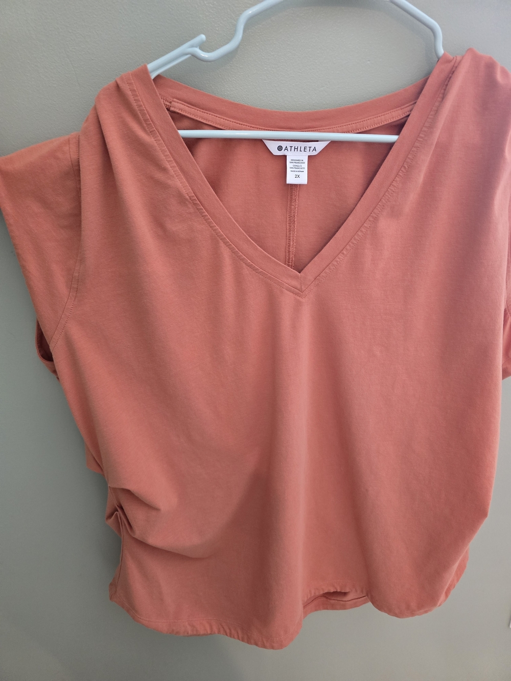 Athleta Coral V-Neck Short Sleeve Tee